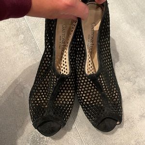 Gastone Lucioli black suede mesh heels